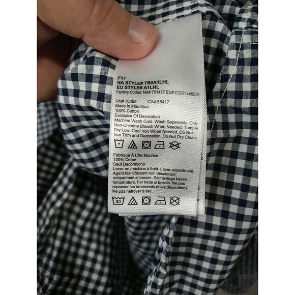 Timberland Men's L Shirt Navy Blue Gingham Long Sleeve Button Pocket Office... - Picture 8 of 9